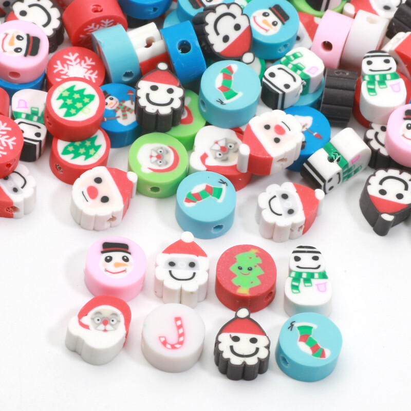 Χριστουγεννιάτικες χάντρες από πολυμερή πηλό Χαλαρές χάντρες για κοσμήματα κατασκευής βραχιόλι Diy Χριστουγεννιάτικα διακοσμητικά αξεσουάρ 20/50/100 τμχ