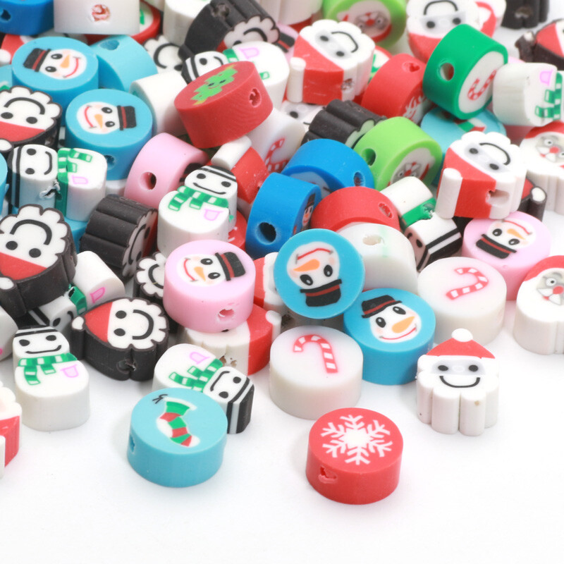 Χριστουγεννιάτικες χάντρες από πολυμερή πηλό Χαλαρές χάντρες για κοσμήματα κατασκευής βραχιόλι Diy Χριστουγεννιάτικα διακοσμητικά αξεσουάρ 20/50/100 τμχ