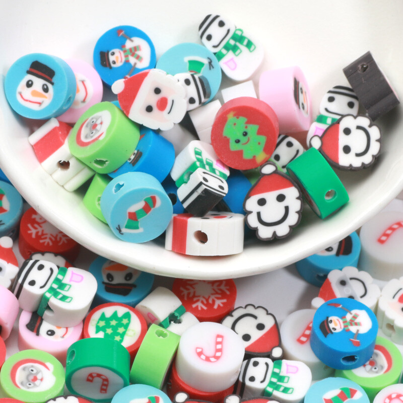 Χριστουγεννιάτικες χάντρες από πολυμερή πηλό Χαλαρές χάντρες για κοσμήματα κατασκευής βραχιόλι Diy Χριστουγεννιάτικα διακοσμητικά αξεσουάρ 20/50/100 τμχ