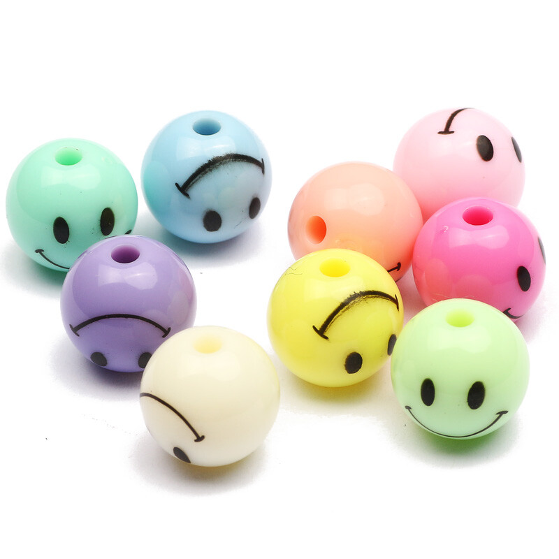 8/10/12mm Mărgele acrilice de culoare bomboană amestecată bile rotunde acrilice zâmbitoare Mărgele distanțiere pentru brățări, bijuterii, accesorii diy
