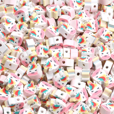 20/50/100 τμχ Cartoon Unicorn Beads Polymer Clay Spacer Beads for Diy Phone Chain βραχιόλι Κολιέ Κοσμήματα κατασκευής αξεσουάρ