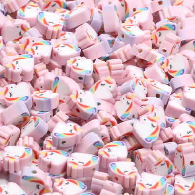 20/50/100 τμχ Cartoon Unicorn Beads Polymer Clay Spacer Beads for Diy Phone Chain βραχιόλι Κολιέ Κοσμήματα κατασκευής αξεσουάρ
