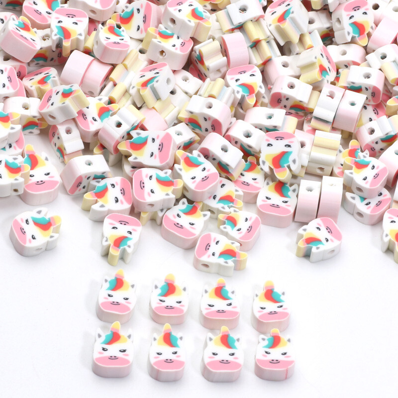 20/50/100 τμχ Cartoon Unicorn Beads Polymer Clay Spacer Beads for Diy Phone Chain βραχιόλι Κολιέ Κοσμήματα κατασκευής αξεσουάρ