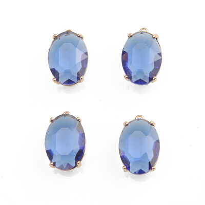 4PCS Otmjeni ovalni stakleni fasetirani privjesci Privjesak za izradu nakita Ogrlica Nalazi DIY Ručno izrađeni pribor od mesinga 13*20 mm