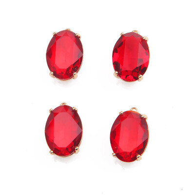 4PCS Otmjeni ovalni stakleni fasetirani privjesci Privjesak za izradu nakita Ogrlica Nalazi DIY Ručno izrađeni pribor od mesinga 13*20 mm