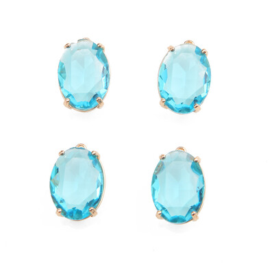 4PCS Otmjeni ovalni stakleni fasetirani privjesci Privjesak za izradu nakita Ogrlica Nalazi DIY Ručno izrađeni pribor od mesinga 13*20 mm