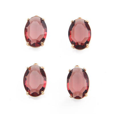 4PCS Otmjeni ovalni stakleni fasetirani privjesci Privjesak za izradu nakita Ogrlica Nalazi DIY Ručno izrađeni pribor od mesinga 13*20 mm