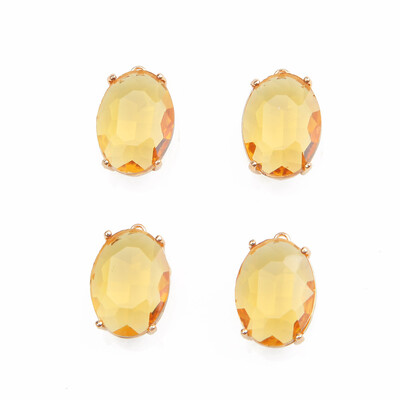 4PCS Otmjeni ovalni stakleni fasetirani privjesci Privjesak za izradu nakita Ogrlica Nalazi DIY Ručno izrađeni pribor od mesinga 13*20 mm