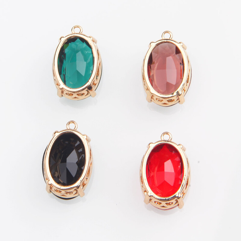 4PCS Otmjeni ovalni stakleni fasetirani privjesci Privjesak za izradu nakita Ogrlica Nalazi DIY Ručno izrađeni pribor od mesinga 13*20 mm