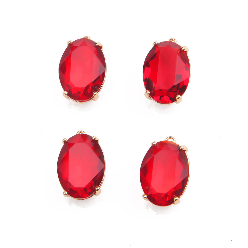 4PCS Otmjeni ovalni stakleni fasetirani privjesci Privjesak za izradu nakita Ogrlica Nalazi DIY Ručno izrađeni pribor od mesinga 13*20 mm