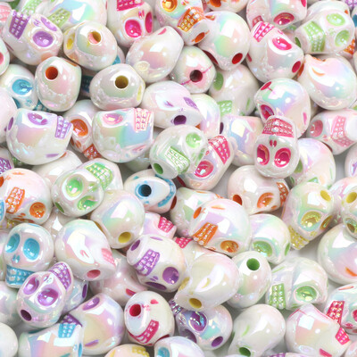 10 τμχ 10x13mm ABS Χάντρες κρανίου αποκριών Μικτές ακρυλικές χάντρες για κοσμήματα Βραχιόλι κολιέ σκουλαρίκι σκουλαρίκι Diy διακοσμητικά αξεσουάρ