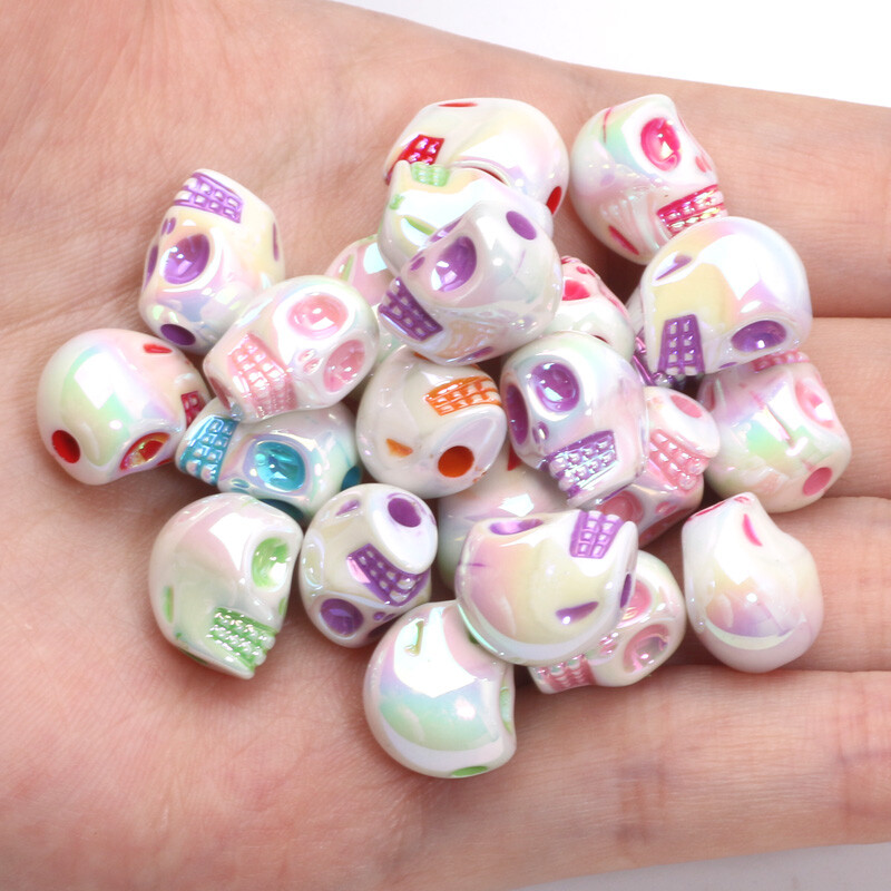 10 τμχ 10x13mm ABS Χάντρες κρανίου αποκριών Μικτές ακρυλικές χάντρες για κοσμήματα Βραχιόλι κολιέ σκουλαρίκι σκουλαρίκι Diy διακοσμητικά αξεσουάρ