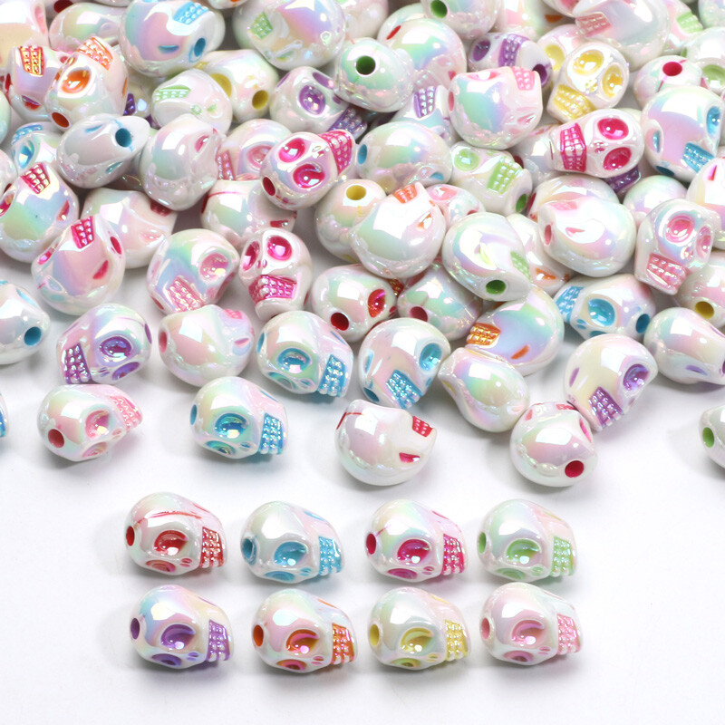 10 τμχ 10x13mm ABS Χάντρες κρανίου αποκριών Μικτές ακρυλικές χάντρες για κοσμήματα Βραχιόλι κολιέ σκουλαρίκι σκουλαρίκι Diy διακοσμητικά αξεσουάρ