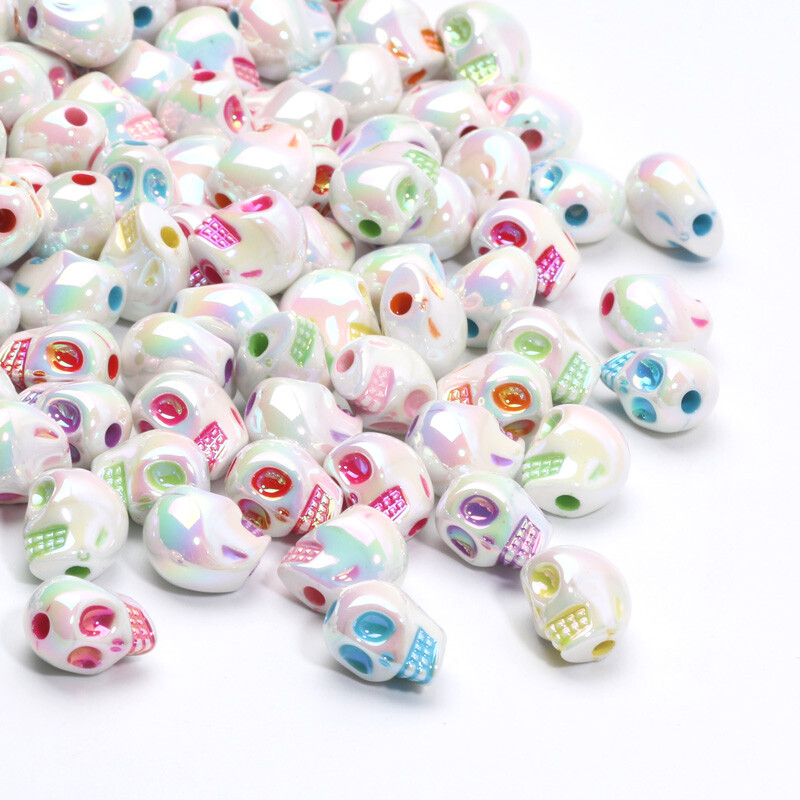 10 τμχ 10x13mm ABS Χάντρες κρανίου αποκριών Μικτές ακρυλικές χάντρες για κοσμήματα Βραχιόλι κολιέ σκουλαρίκι σκουλαρίκι Diy διακοσμητικά αξεσουάρ