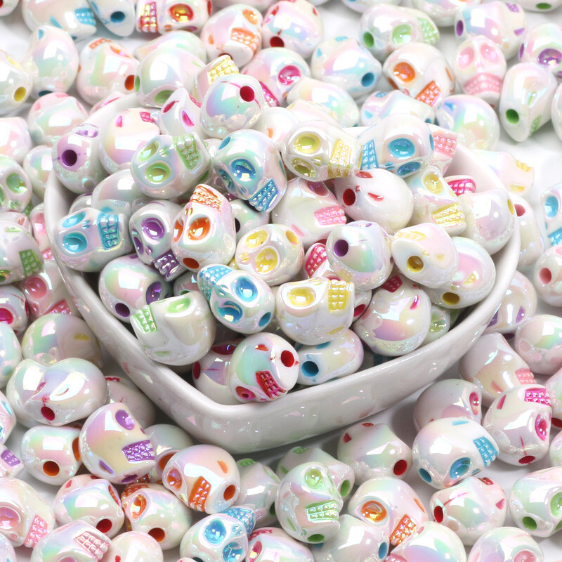 10 τμχ 10x13mm ABS Χάντρες κρανίου αποκριών Μικτές ακρυλικές χάντρες για κοσμήματα Βραχιόλι κολιέ σκουλαρίκι σκουλαρίκι Diy διακοσμητικά αξεσουάρ