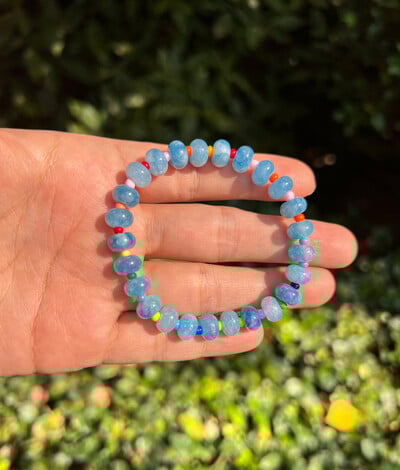 Brățară elastică din piatră colorată naturală Brățări cu margele de culoare degradată pentru femei, bijuterii de modă reglabile lucrate manual