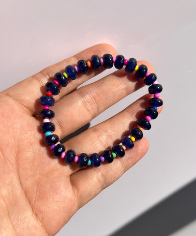 Brățară elastică din piatră colorată naturală Brățări cu margele de culoare degradată pentru femei, bijuterii de modă reglabile lucrate manual