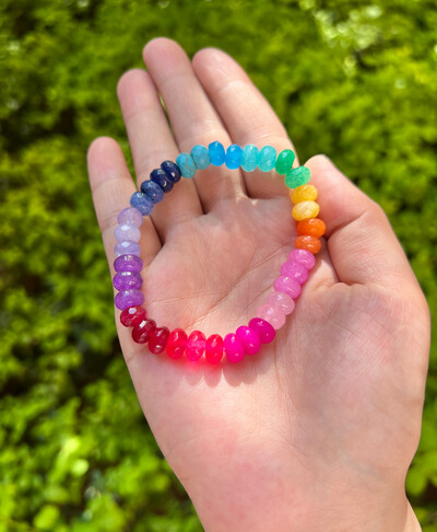 Brățară elastică din piatră colorată naturală Brățări cu margele de culoare degradată pentru femei, bijuterii de modă reglabile lucrate manual