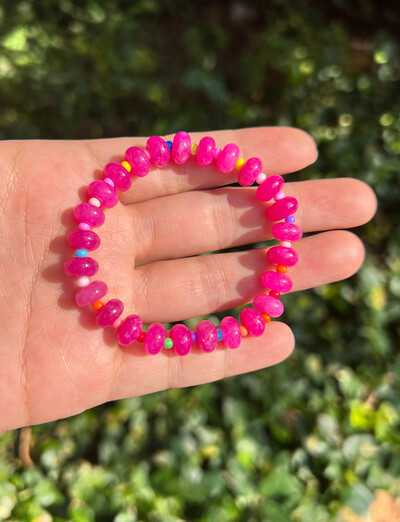 Brățară elastică din piatră colorată naturală Brățări cu margele de culoare degradată pentru femei, bijuterii de modă reglabile lucrate manual