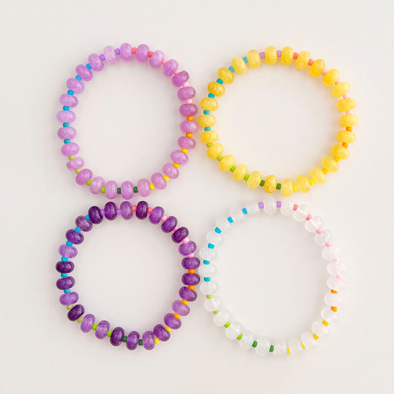 Brățară elastică din piatră colorată naturală Brățări cu margele de culoare degradată pentru femei, bijuterii de modă reglabile lucrate manual