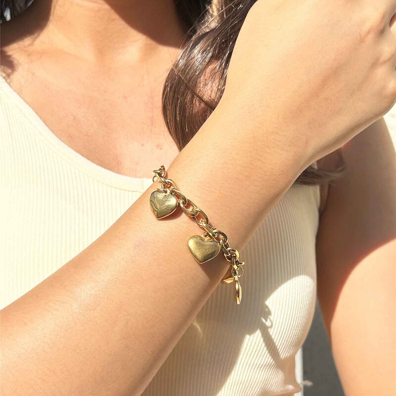 MisenBaBa új stílusú rozsdamentes acél vastag lánc bojt szív varázs karkötő nőknek divat ékszerek Valentin napi ajándék