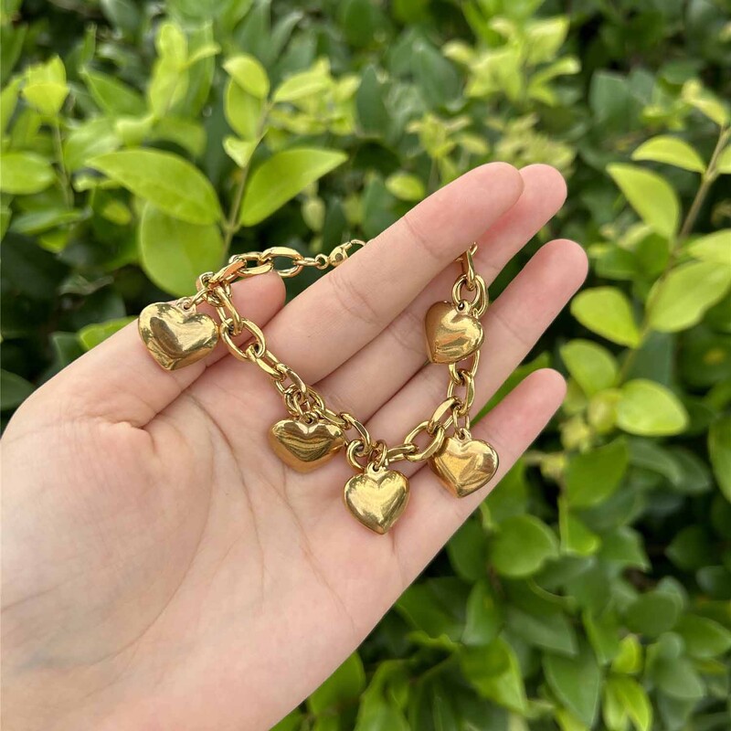 MisenBaBa új stílusú rozsdamentes acél vastag lánc bojt szív varázs karkötő nőknek divat ékszerek Valentin napi ajándék