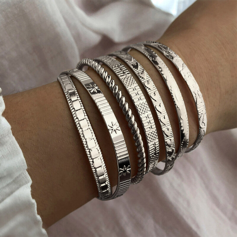 7Pcs/Set punk vintage zlatne boje Arrowhead Argyle pretjerane narukvice za žene uvrnuti lančić šarm narukvice hiphop party nakit