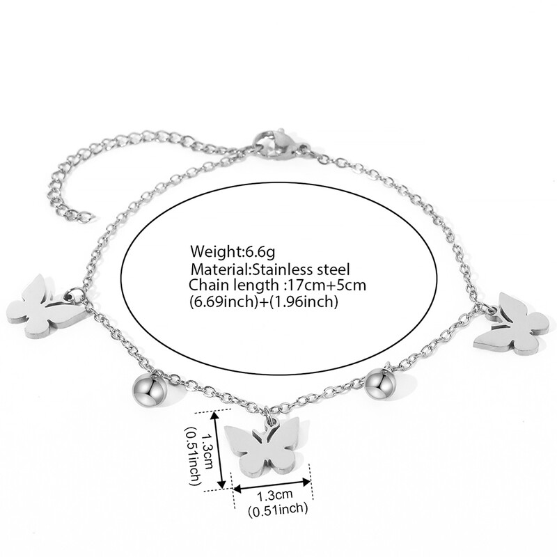 Náramok z nehrdzavejúcej ocele, elegancia, temperamentný motýľ, prívesok s korálkovou retiazkou, minimalistický náramok Mori pre ženy, šperky, darček, nový