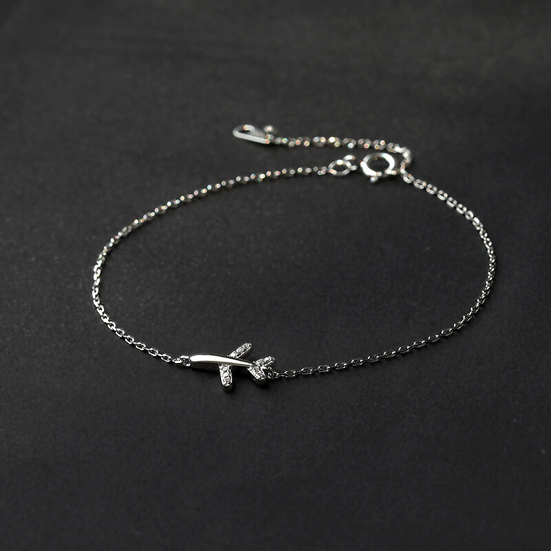 Mewanry sidabro spalvos putojančio cirkonio lėktuvo apyrankė moterims Paprastos elegantiškos vakarėlio papuošalai Dovanos apsaugo nuo alergijos