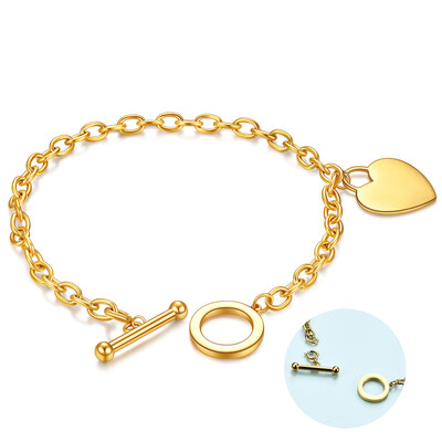 Női karkötők 316L rozsdamentes acél lánc üres szívvarázs karkötő női rózsa arany színű női karkötő ajándék