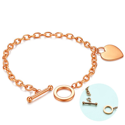 Női karkötők 316L rozsdamentes acél lánc üres szívvarázs karkötő női rózsa arany színű női karkötő ajándék