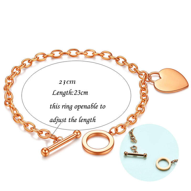 Női karkötők 316L rozsdamentes acél lánc üres szívvarázs karkötő női rózsa arany színű női karkötő ajándék