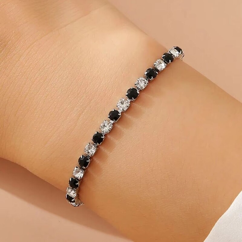 Náramky z nehrdzavejúcej ocele pre ženy 3MM strieborné s diamantmi náramok módny lesklý kamienok darček