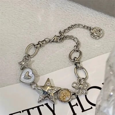 Estetică inimă stea brățară cu lanț All-match Fairy Love y2k bijuterii design zilnic de nișă Accesorii pentru navetiști pentru femei fete