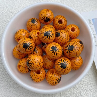 10 τμχ Νέα σειρά από διάτρητες ξύλινες χάντρες 16 χιλιοστών Halloween κατάλληλες για αξεσουάρ βραχιολιών DIY Κατασκευής κοσμημάτων