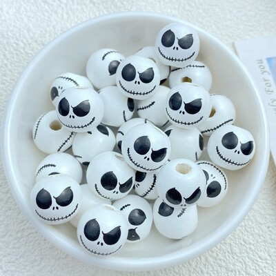 10 τμχ Νέα σειρά από διάτρητες ξύλινες χάντρες 16 χιλιοστών Halloween κατάλληλες για αξεσουάρ βραχιολιών DIY Κατασκευής κοσμημάτων