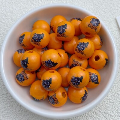 10 τμχ Νέα σειρά από διάτρητες ξύλινες χάντρες 16 χιλιοστών Halloween κατάλληλες για αξεσουάρ βραχιολιών DIY Κατασκευής κοσμημάτων