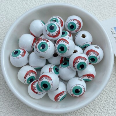 10 τμχ Νέα σειρά από διάτρητες ξύλινες χάντρες 16 χιλιοστών Halloween κατάλληλες για αξεσουάρ βραχιολιών DIY Κατασκευής κοσμημάτων