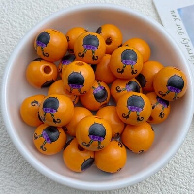 10 τμχ Νέα σειρά από διάτρητες ξύλινες χάντρες 16 χιλιοστών Halloween κατάλληλες για αξεσουάρ βραχιολιών DIY Κατασκευής κοσμημάτων