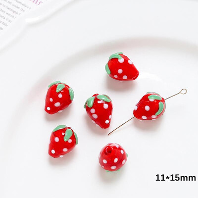 Girly Heart kerámia eper gyöngyök egyenes lyukú gyöngyök kézzel készített kiegészítők kézzel készített ékszerek barkács kiegészítők anyagok