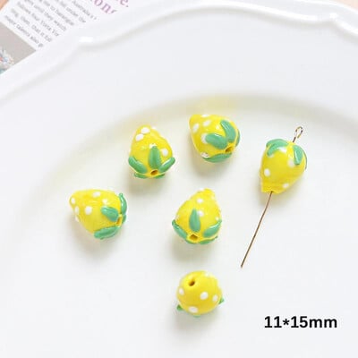 Girly Heart kerámia eper gyöngyök egyenes lyukú gyöngyök kézzel készített kiegészítők kézzel készített ékszerek barkács kiegészítők anyagok