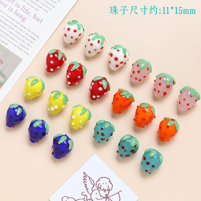 Girly Heart kerámia eper gyöngyök egyenes lyukú gyöngyök kézzel készített kiegészítők kézzel készített ékszerek barkács kiegészítők anyagok