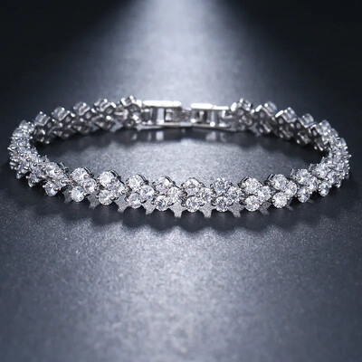 Luxusné hiphopové tenisové náramky Iced Out 4 mm s kubickým zirkónom a krištáľom pre ženy a mužov, zlaté a strieborné náramky a retiazkové šperky