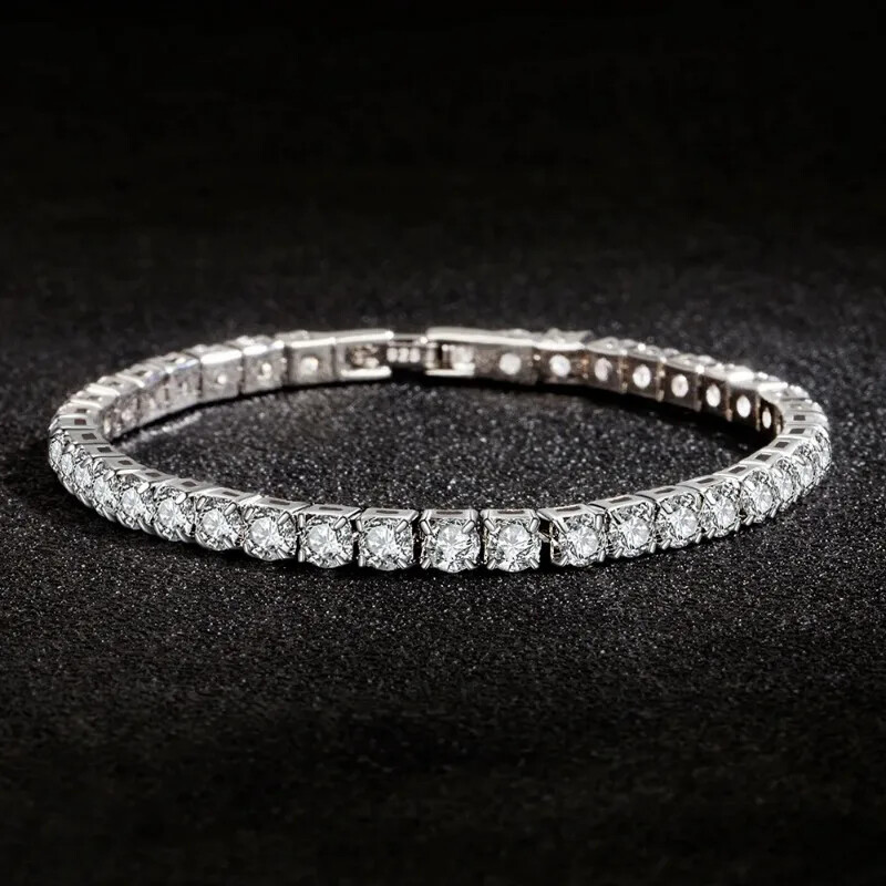 Luxusné hiphopové tenisové náramky Iced Out 4 mm s kubickým zirkónom a krištáľom pre ženy a mužov, zlaté a strieborné náramky a retiazkové šperky