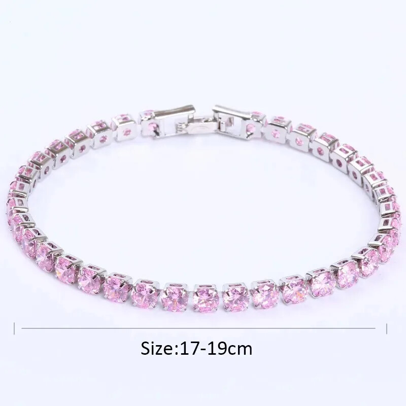 Luxusné hiphopové tenisové náramky Iced Out 4 mm s kubickým zirkónom a krištáľom pre ženy a mužov, zlaté a strieborné náramky a retiazkové šperky