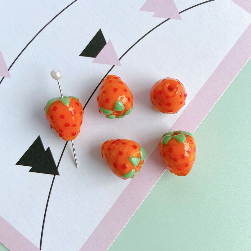 5db 13x15mm 3D eper kézzel készített lámpa gyöngyök aranyos gyümölcs laza gyöngy kiváló minőségű barkács ékszer készítéshez karkötő nyaklánc