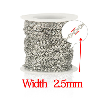 2 metrai / aikštelė 1 mm 1,5 mm 2 mm 2,5 mm 3 x 4 mm nerūdijančio plieno grandinėlė Plieninė aukso spalvos „pasidaryk pats“ grandinėlė, skirta apyrankėms, karolių papuošalams gaminti