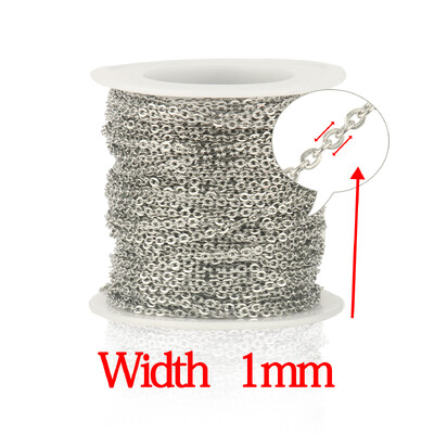 2 metrai / aikštelė 1 mm 1,5 mm 2 mm 2,5 mm 3 x 4 mm nerūdijančio plieno grandinėlė Plieninė aukso spalvos „pasidaryk pats“ grandinėlė, skirta apyrankėms, karolių papuošalams gaminti