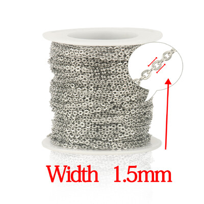 2 metrai / aikštelė 1 mm 1,5 mm 2 mm 2,5 mm 3 x 4 mm nerūdijančio plieno grandinėlė Plieninė aukso spalvos „pasidaryk pats“ grandinėlė, skirta apyrankėms, karolių papuošalams gaminti