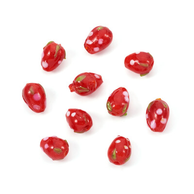 10db Kézzel készített lámpafesték kínai káposzta gyöngyök 3D eper gyümölcsgyöngy Ékszerkészítéshez barkács karkötő Fülbevaló dekor Kiegészítők